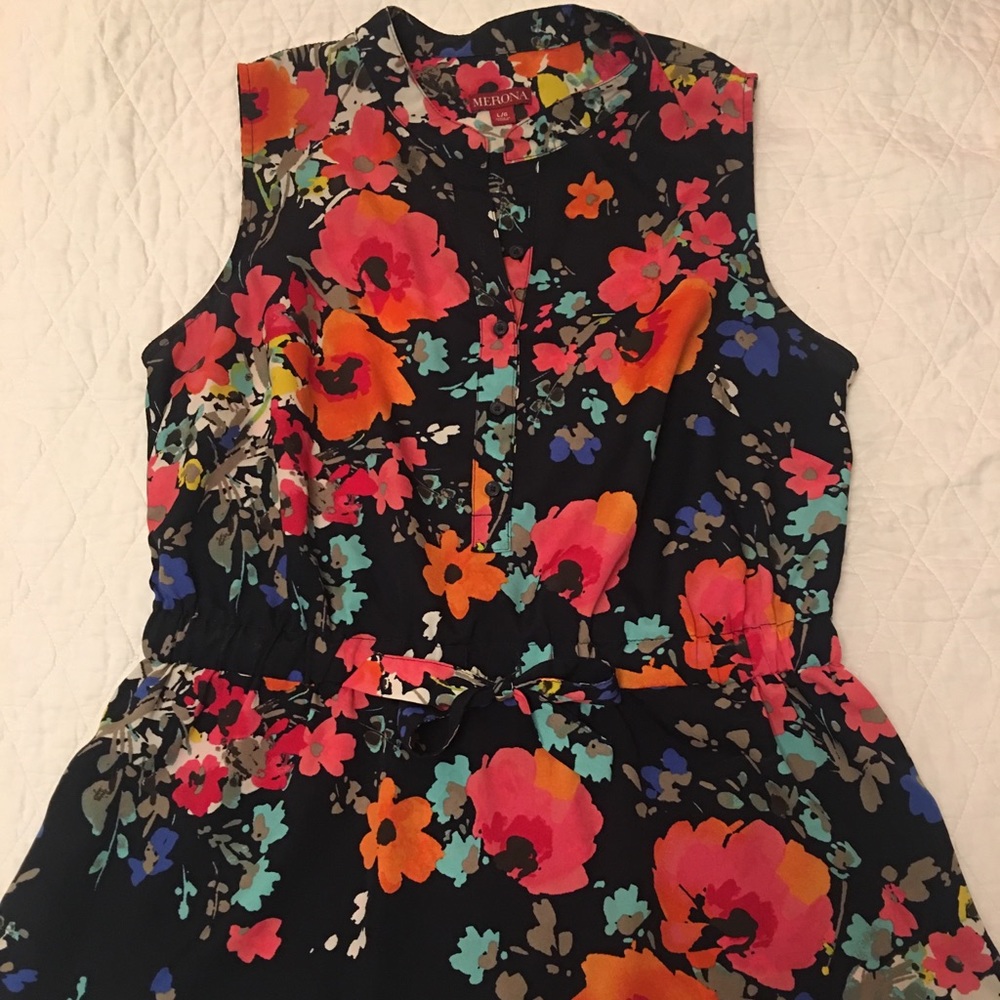 Merona Floral Drawstring Waist Blouse